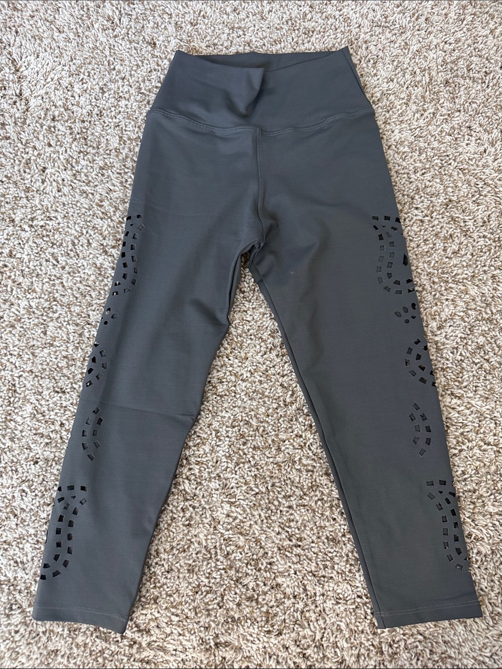 Charcoal High-Rise Laser-Cut Performance Leggings